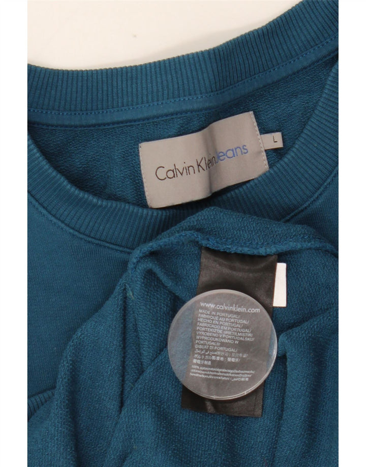 CALVIN KLEIN JEANS Herren-Sweatshirt mit Grafik, Größe L, Blau, Baumwolle