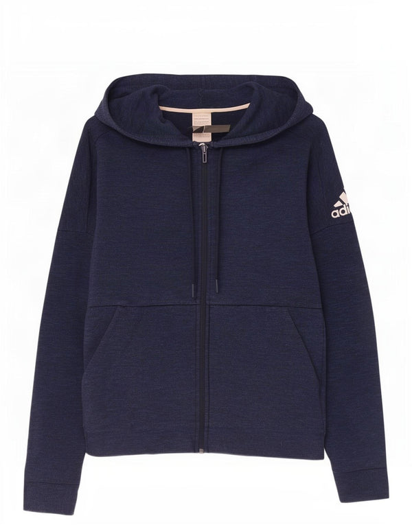 Adidas Herren-Kapuzenpullover mit Reißverschluss, mittlere marineblaue Baumwolle