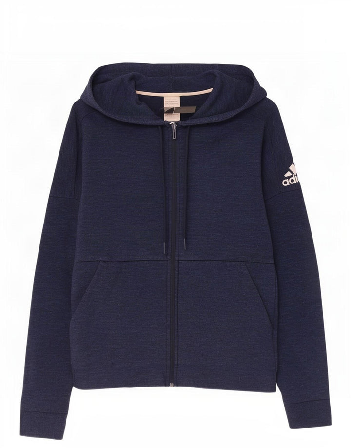 Adidas Herren-Kapuzenpullover mit Reißverschluss, mittlere marineblaue Baumwolle