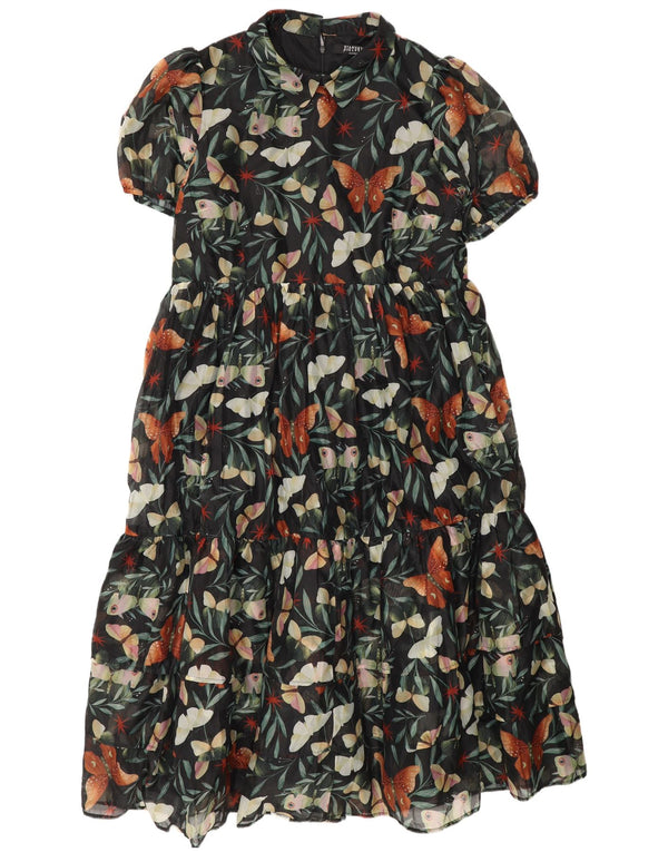 Disturbia Damen-Kleid mit abstraktem Muster, gestuft, UK 20 2XL, grüner Schmetterling