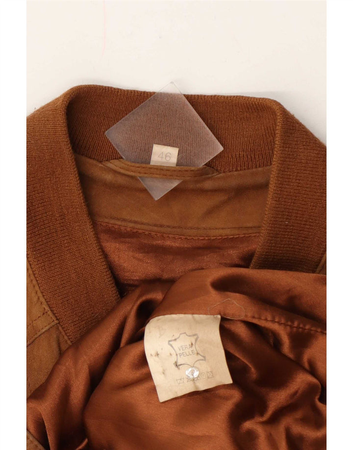 Vintage Herren Wildleder Bomberjacke IT 46 Small Beige Leder