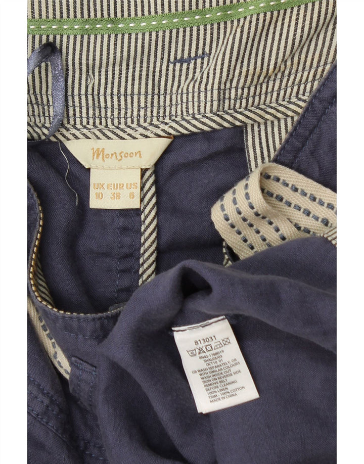 MONSOON Damen Minirock UK 10 Small W28 Marineblaues Leinen