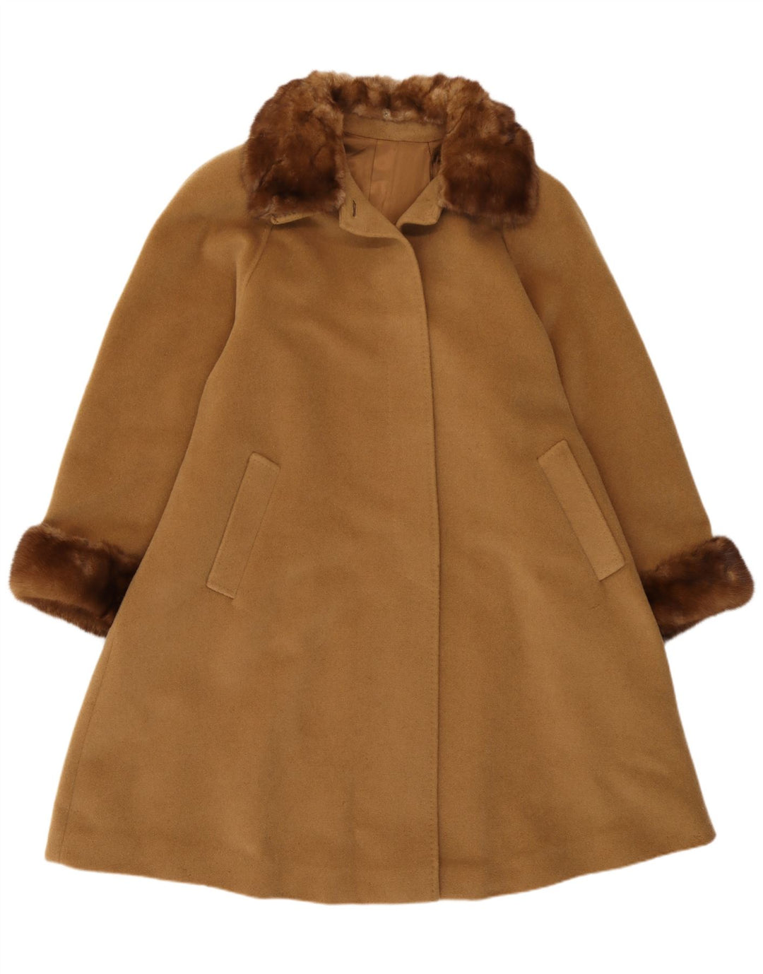 Vintage Damen Loose Fit Overcoat UK 14 Mittelbraun