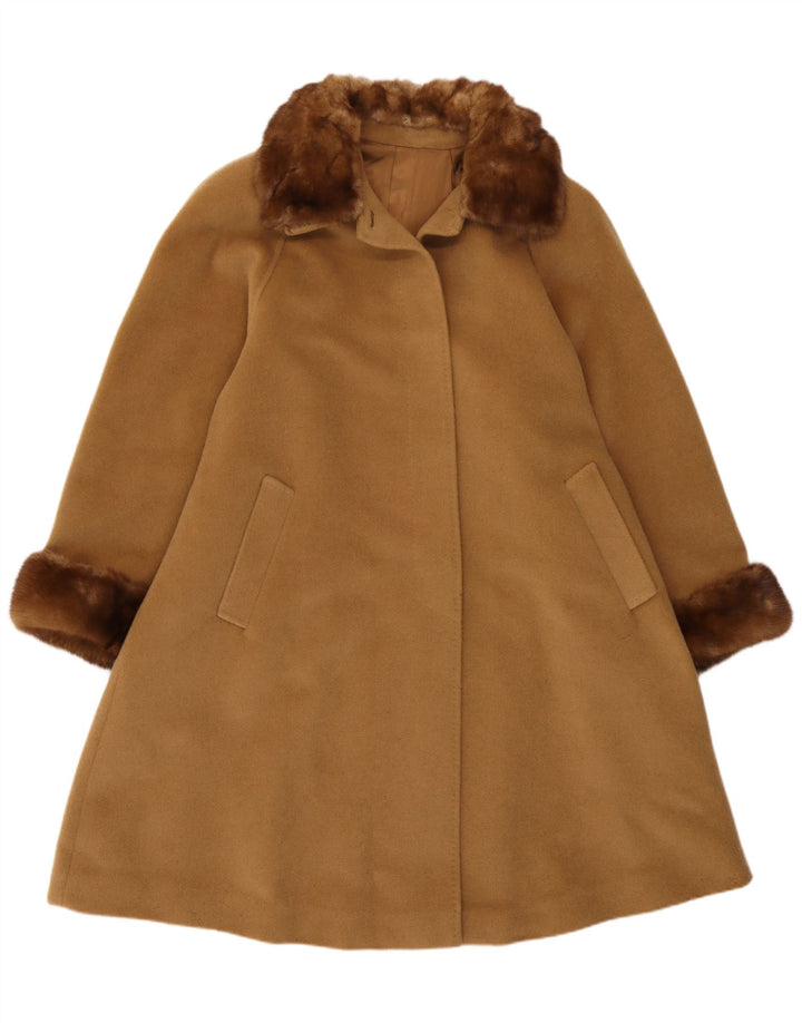 Vintage Damen Loose Fit Overcoat UK 14 Mittelbraun