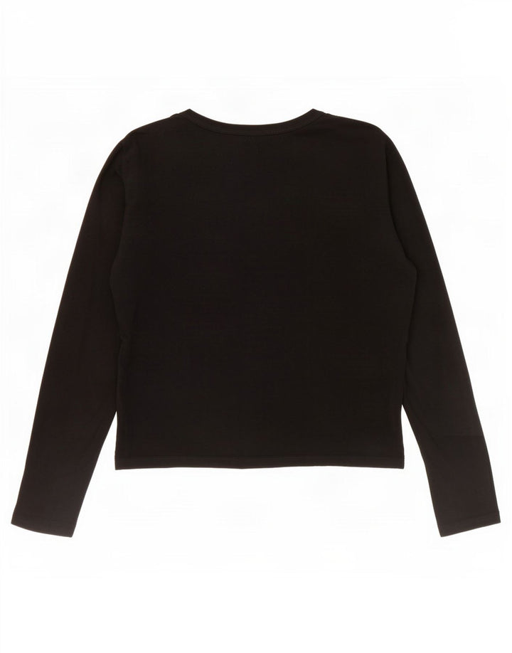 Zara Damen Crop Top Langarm UK 12 Medium Schwarz