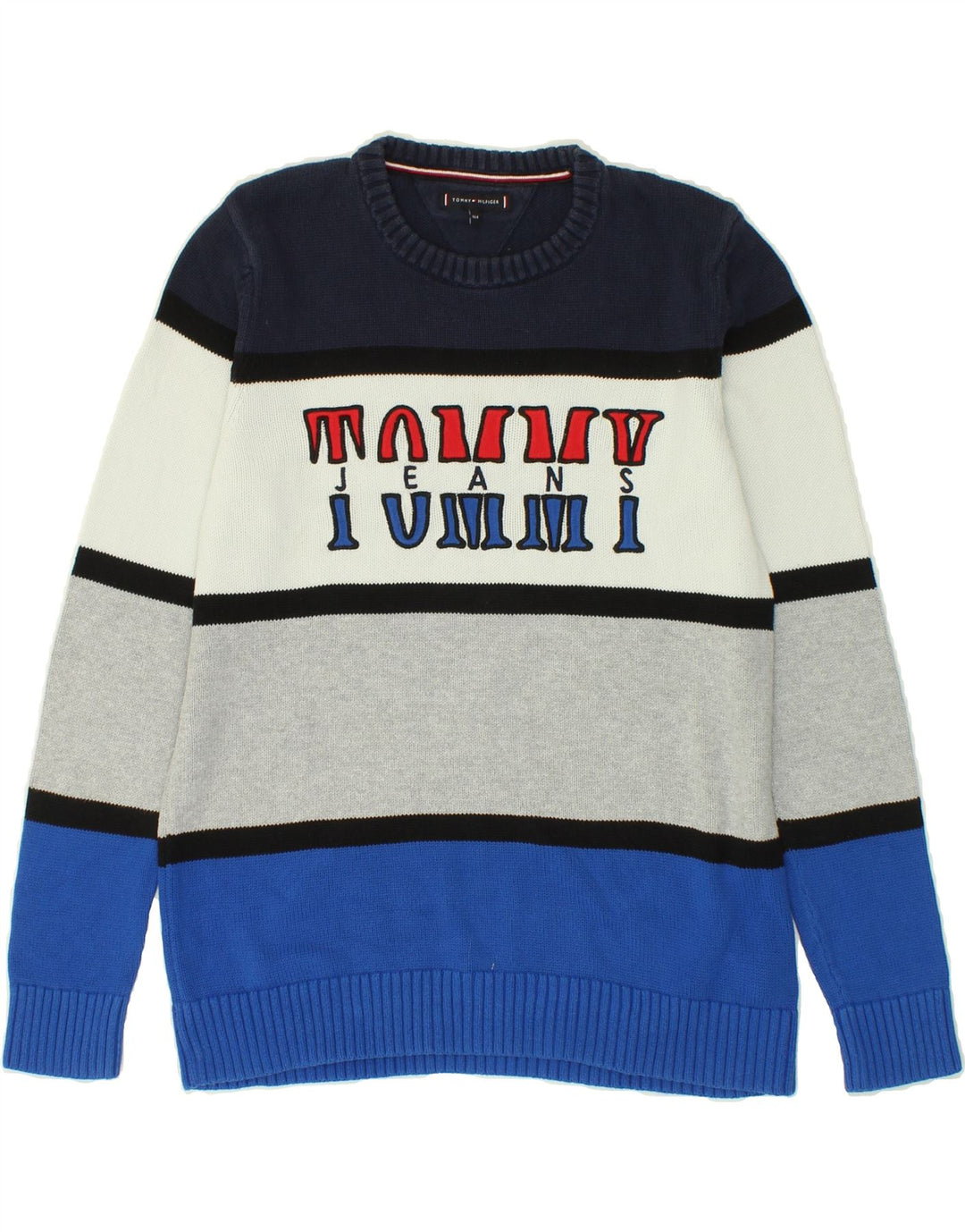 TOMMY HILFIGER Boys Crew Neck Jumper Sweater 13-14 Years Multicoloured Vintage Tommy Hilfiger and Second-Hand Tommy Hilfiger from Messina Hembry 