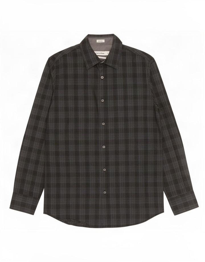 Calvin Klein Herren-Hemd mit moderner Passform, klein, grau kariert, Baumwolle
