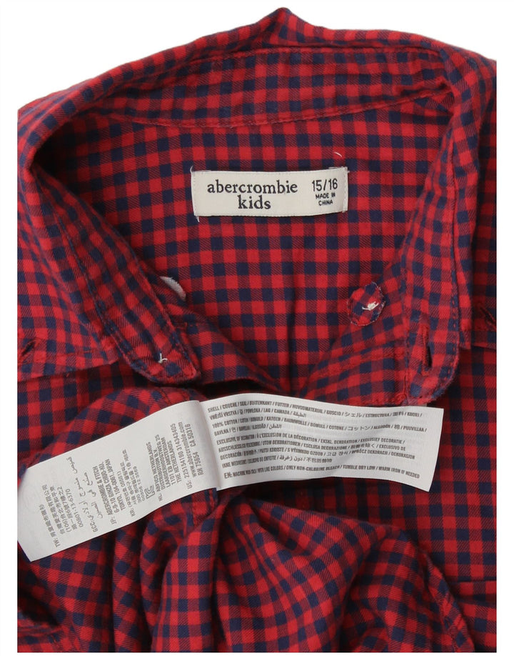 Abercrombie & Fitch Jungenhemd, 15–16 Jahre, rotes Gingham-Baumwolle
