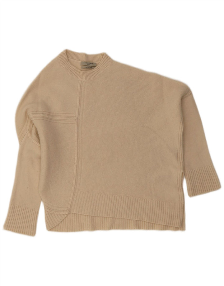 All Saints Damen-Pullover mit Fledermausärmeln und Rundhalsausschnitt, Gr. 10, Größe S, gebrochenes Weiß