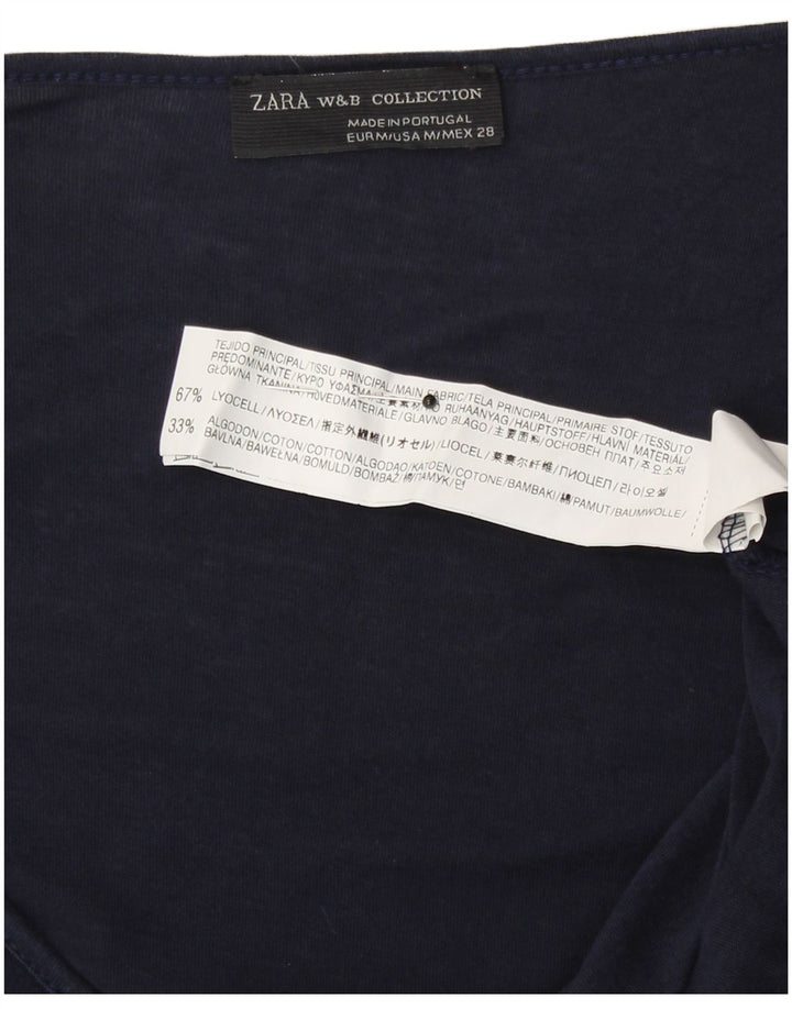 Zara Damen-Trägershirt UK 12 Medium Navy Blue Colourblock Lyocell
