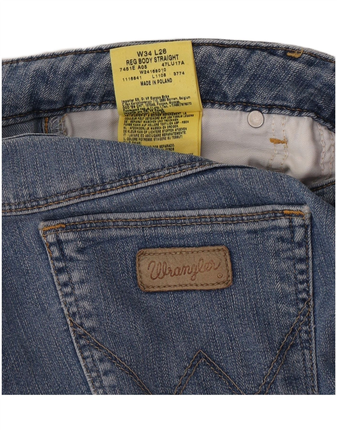 Wrangler Damen Straight Jeans W34 L28 Blaue Baumwolle