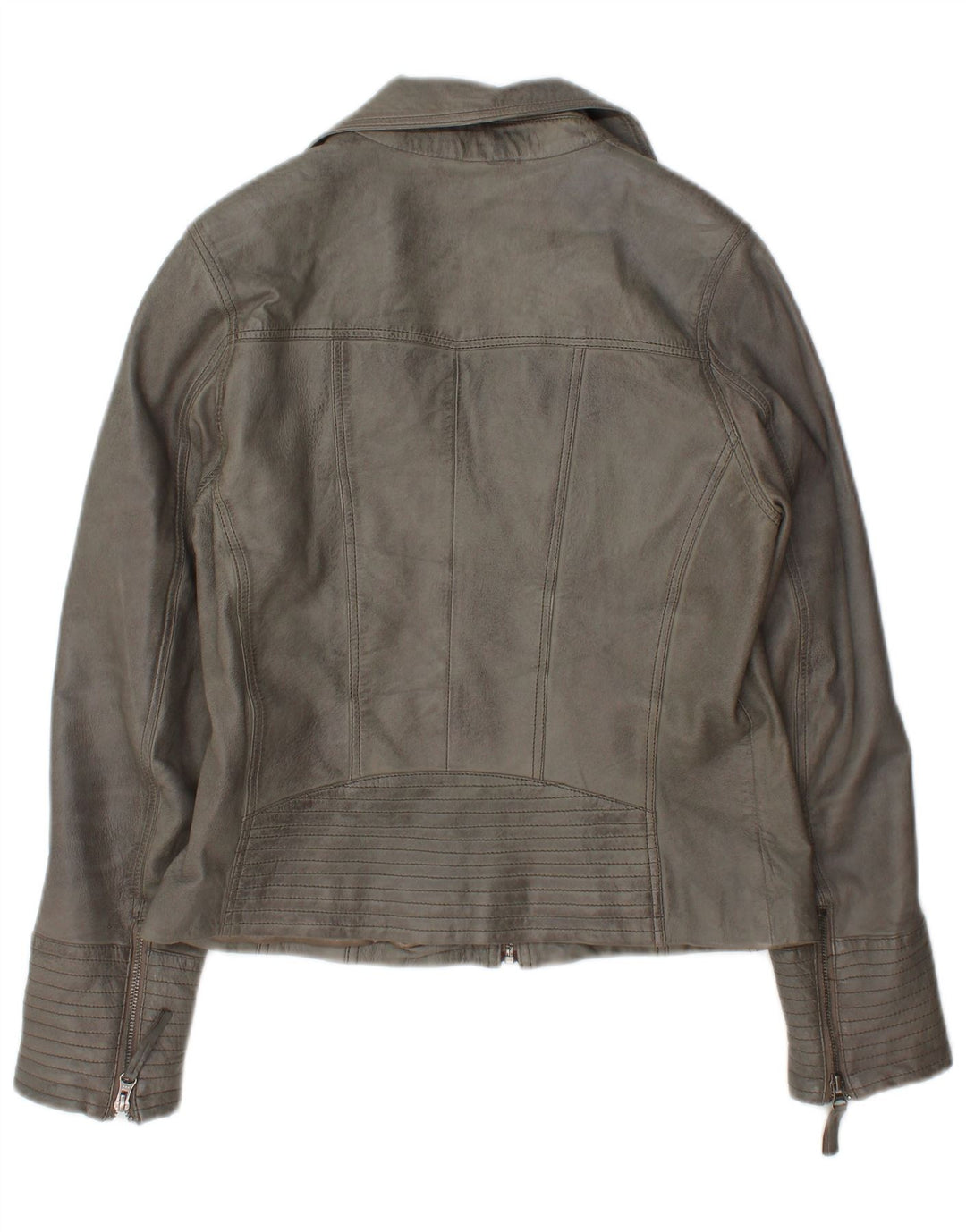 Max Damen Leder Bikerjacke UK 14 Großes graues Leder