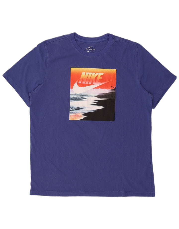 Nike Herren Grafik T-Shirt Top XL Blau Baumwolle