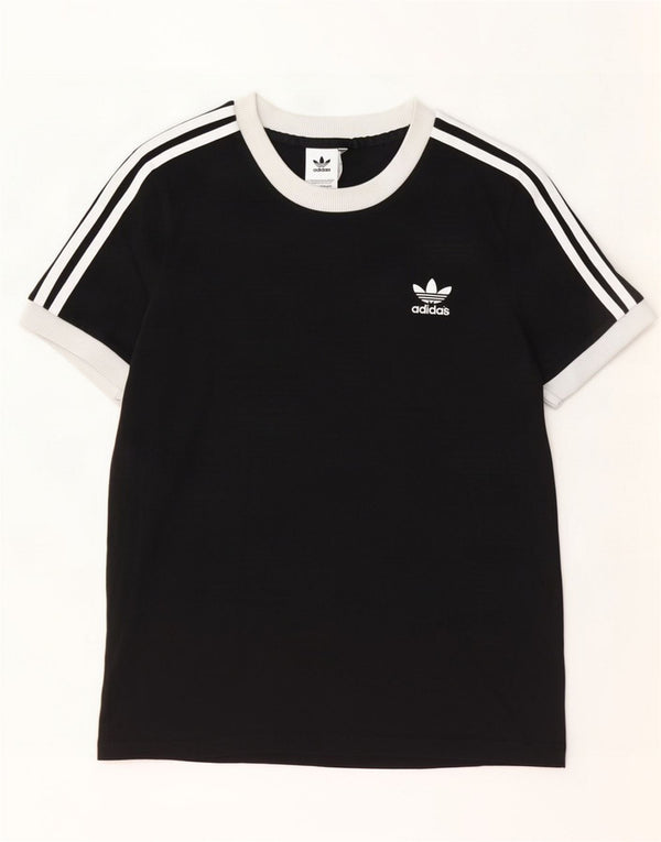 Adidas Damen T-Shirt Top UK 14 Medium Black Cotton