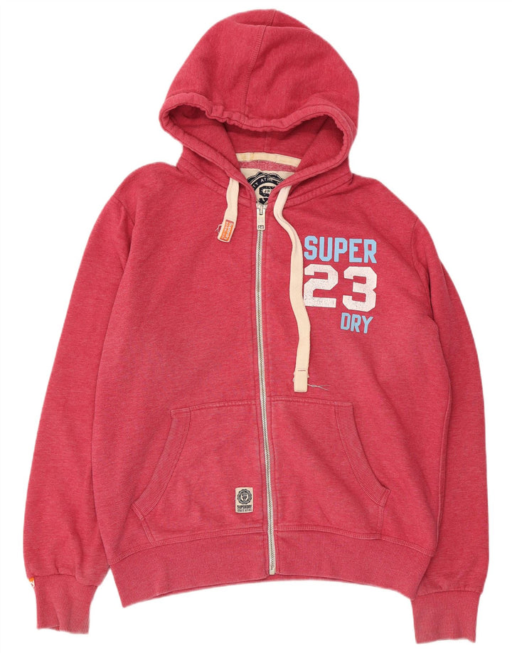 SUPERDRY Herren-Kapuzenpullover mit grafischem Reißverschluss, 2XL, rote Baumwolle