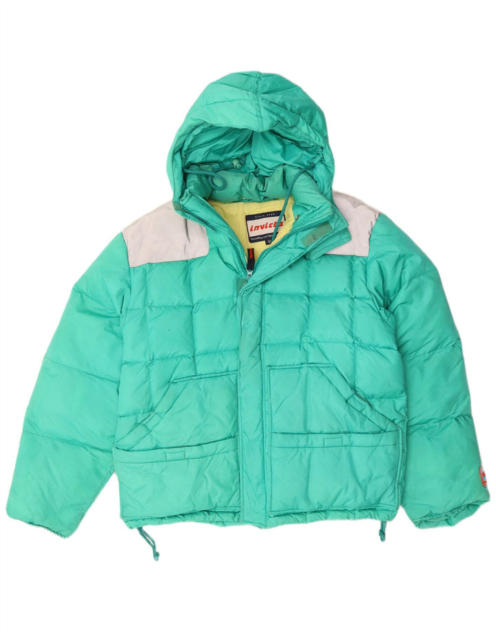 INVICTA Wattierte Herrenjacke mit Kapuze IT 48 Mitteltürkises Colourblock-Nylon