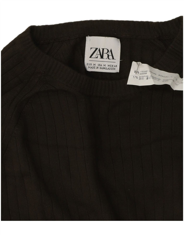 Zara Herren-Pullover mit Rundhalsausschnitt, mittelgrüne Viskose