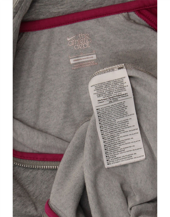 Nike Damen-Trainingsanzug-Oberteiljacke UK 16 Large Graue Colourblock-Baumwolle