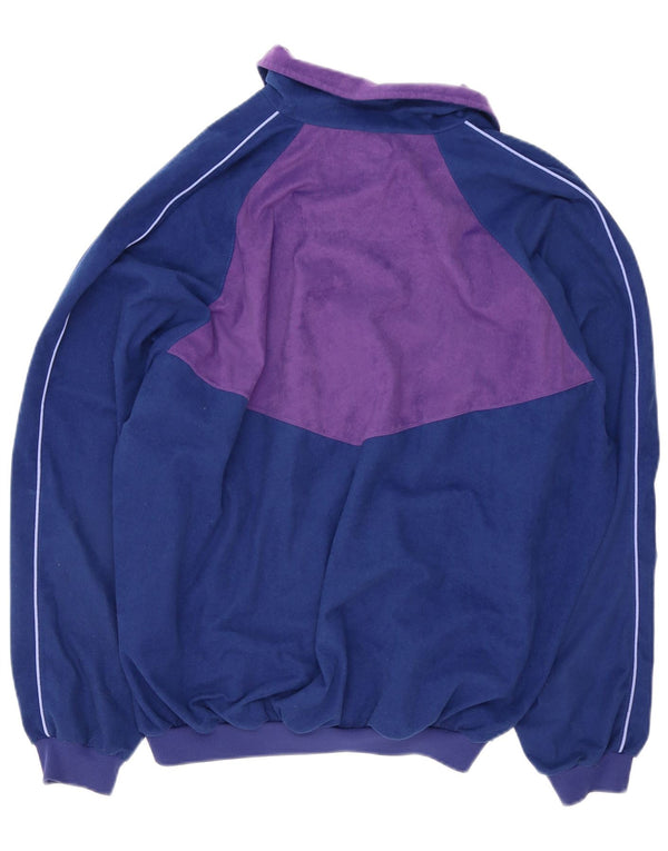 Aesse Mens Velour Tracksuit Top Jacket Large Purple Colourblock Polyester