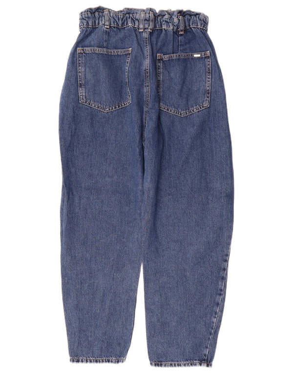 Zara Damen-Jeans mit hoher Taille, kurz geschnitten, EU 38, Größe S, W28, L25, Blau, Baumwolle
