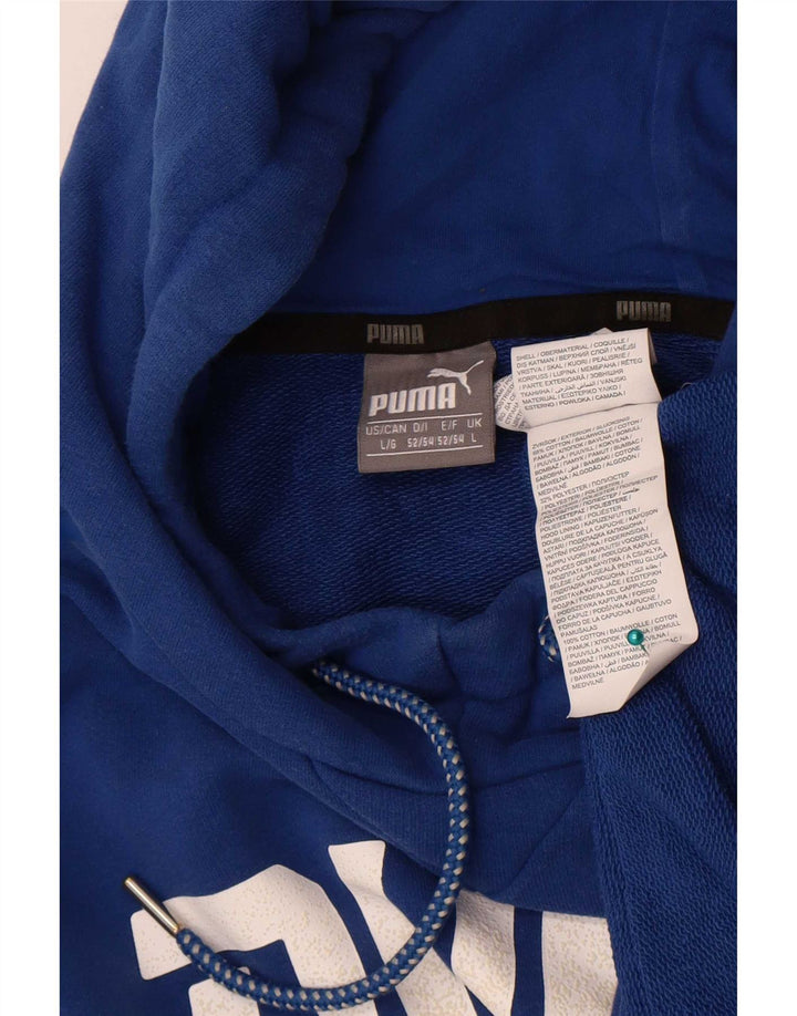 Puma Herren-Kapuzenpullover mit Grafik, groß, aus blauer Baumwolle