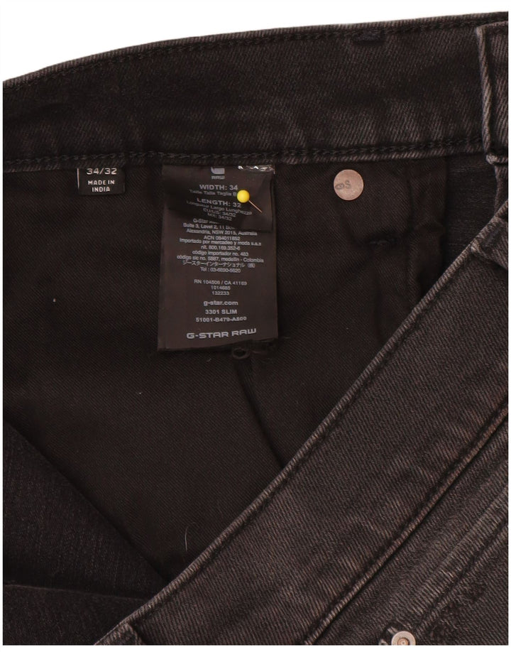 G-Star Herren Slim Jeans W34 L32 Graue Baumwolle
