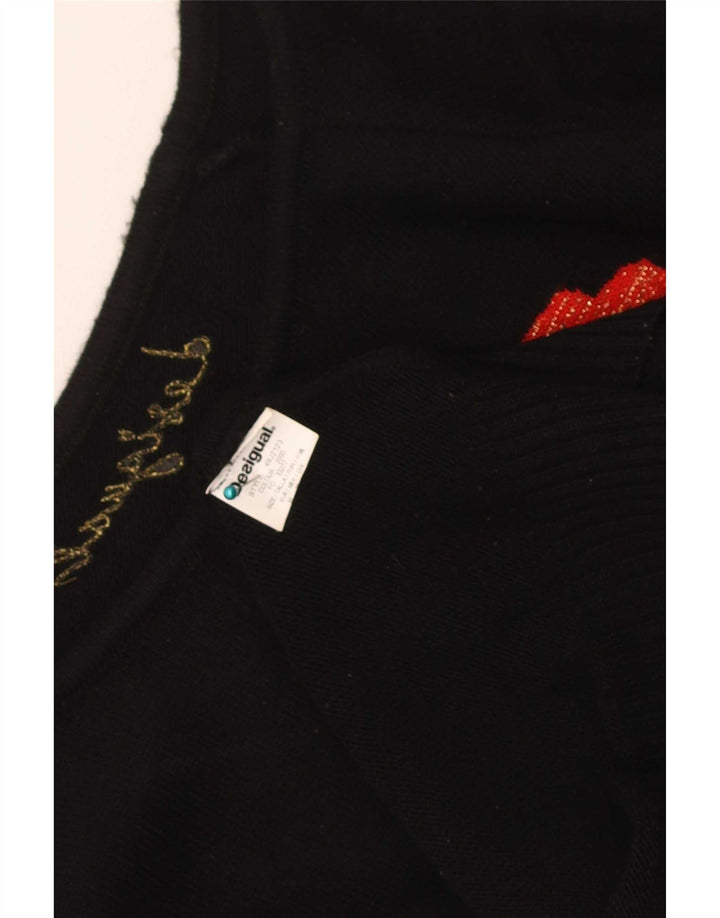 Desigual Damen Pullover mit grafischem U-Boot-Ausschnitt, Gr. 12, mittelschwarz