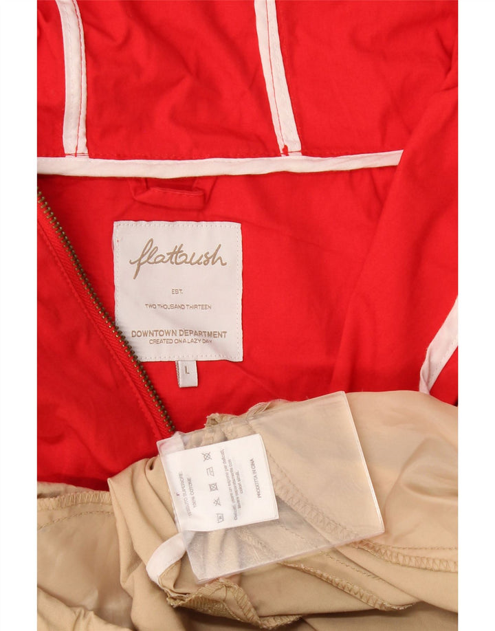 Flatbush Damen-Anorakjacke mit Kapuze, UK 16, Größe L, Rot, Colourblock-Baumwolle