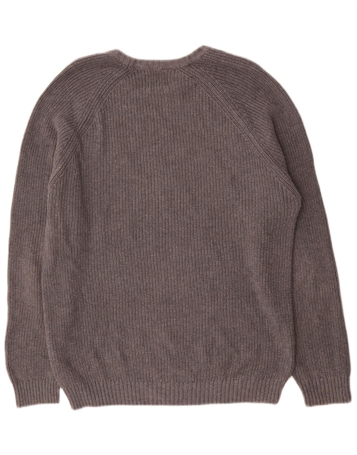 Zara Herren-Pullover mit U-Boot-Ausschnitt, mittelgraue Baumwolle