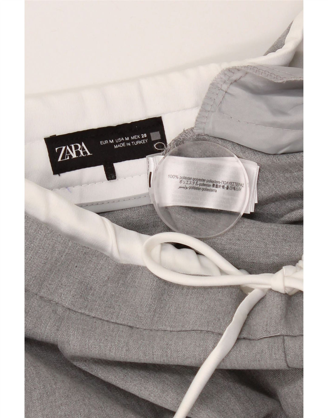 ZARA Damen Chino-Hose mit Pegged, mittelgroß, W30, L28, grau, Polyester