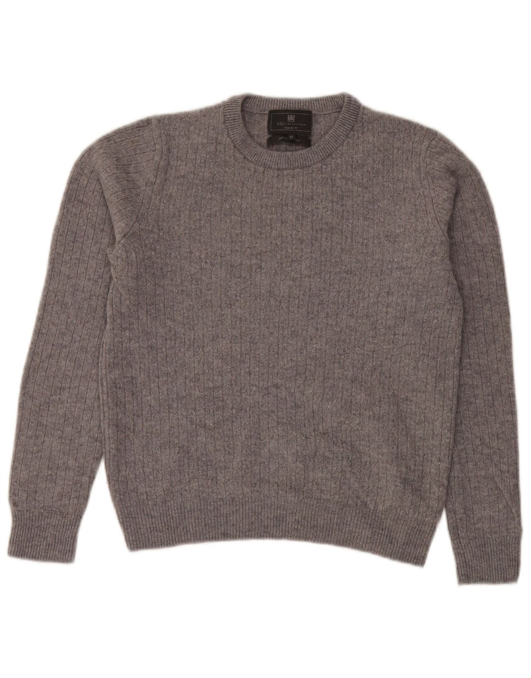 Marks & Spencer Damen Crop Crew Neck Pullover Pullover UK 14 Mittelgrau