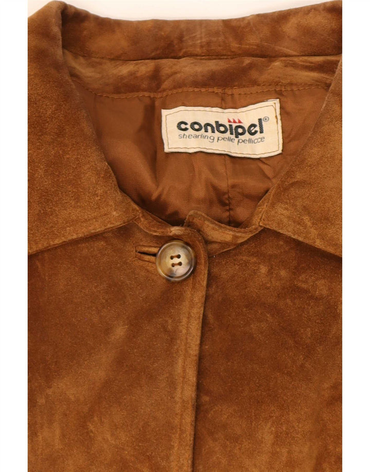 Conbipel Damen Übergroße Wildlederjacke IT 46 Großes braunes Leder