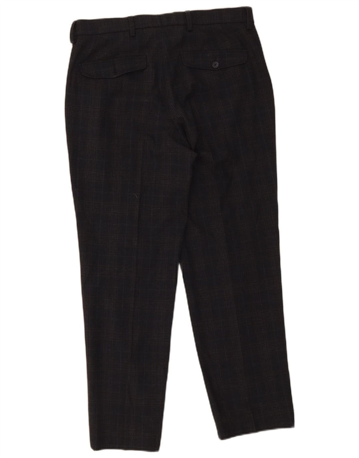 Marks & Spencer Herren-Anzughose in normaler Passform, W32 L29, Marineblau kariert