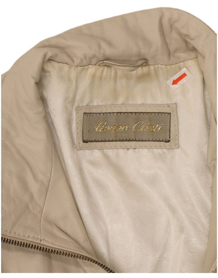 Vintage Damen Lederjacke UK 14 Medium Beige Leder