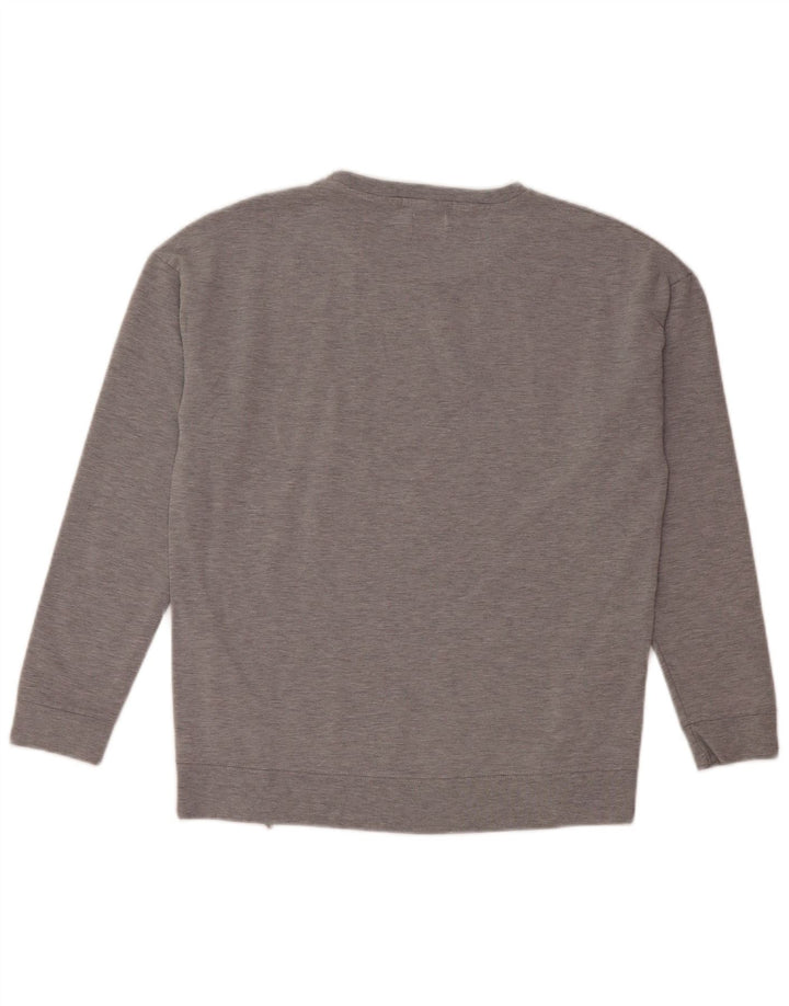 CONVERSE Damen Grafik-Sweatshirt-Pullover UK 14 Mittelgraue Baumwolle