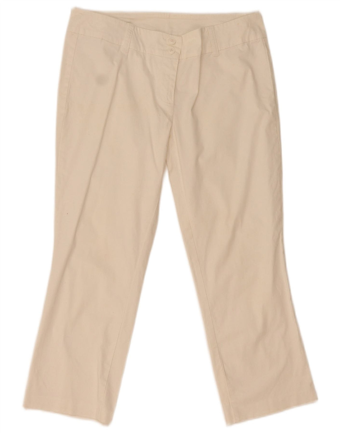 Benetton Damen Caprihose IT 44 Medium W31 L22 Weiße Baumwolle