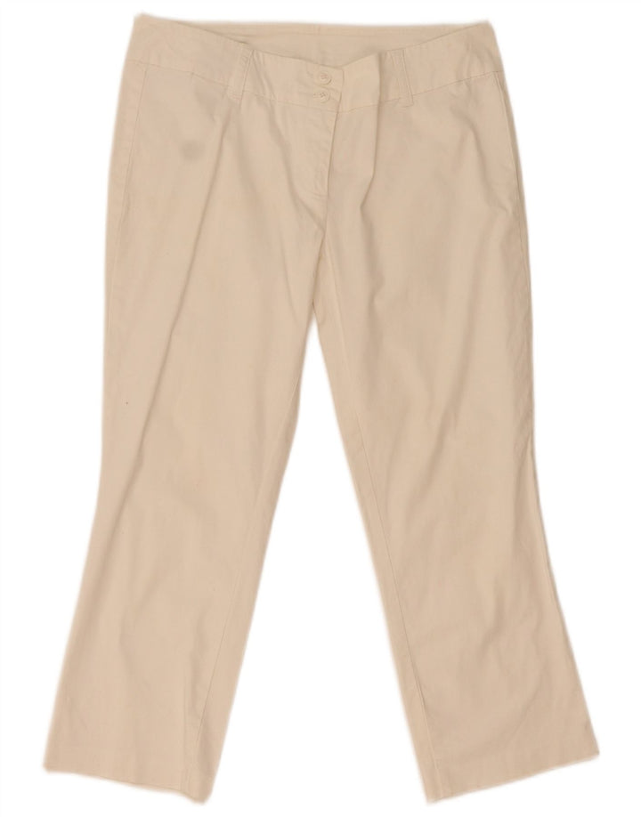 Benetton Damen Caprihose IT 44 Medium W31 L22 Weiße Baumwolle