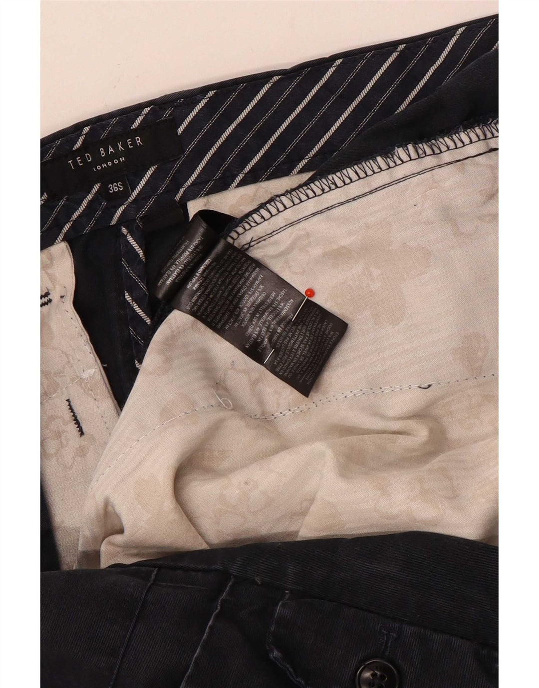 Gerade Anzughose für Herren von Ted Baker, W36, L30, marineblaue Baumwolle