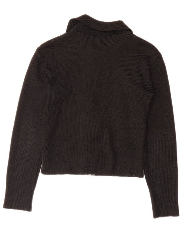 Vintage Damen-Cardigan mit durchgehendem Reißverschluss, UK 6 XS, Schwarz, Farbblock
