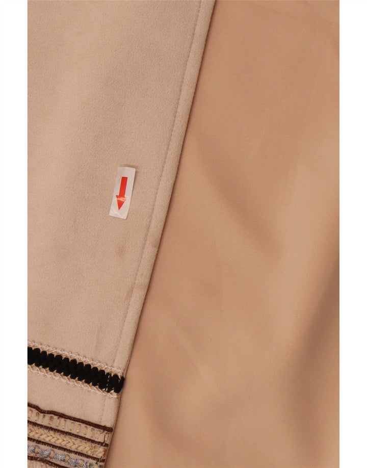 Zara Damen-Blazer mit 3/4-Ärmeln, offen, UK 14, Mittelbeige gestreift