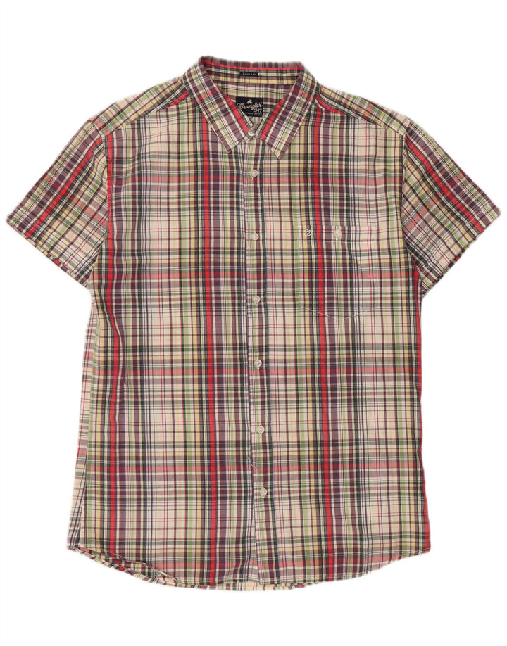 Wrangler Herren Slim Fit Kurzarmhemd XL Mehrfarbig kariert Baumwolle