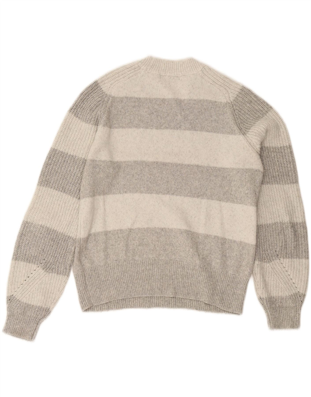 Zara Damen-Pullover mit Rundhalsausschnitt, Gr. 10, klein, grau gestreift, Polyester