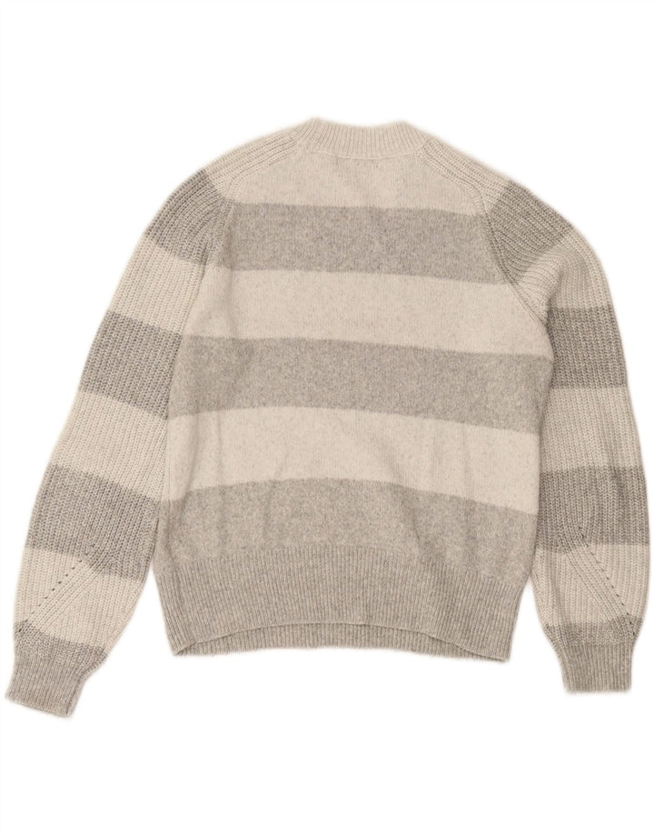 Zara Damen-Pullover mit Rundhalsausschnitt, Gr. 10, klein, grau gestreift, Polyester