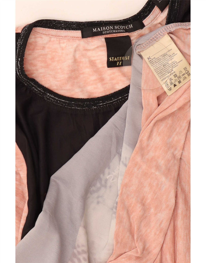Scotch & Soda Damen Grafik-Top mit 3/4-Ärmeln, Größe 1, S, Schwarz, Farbblock