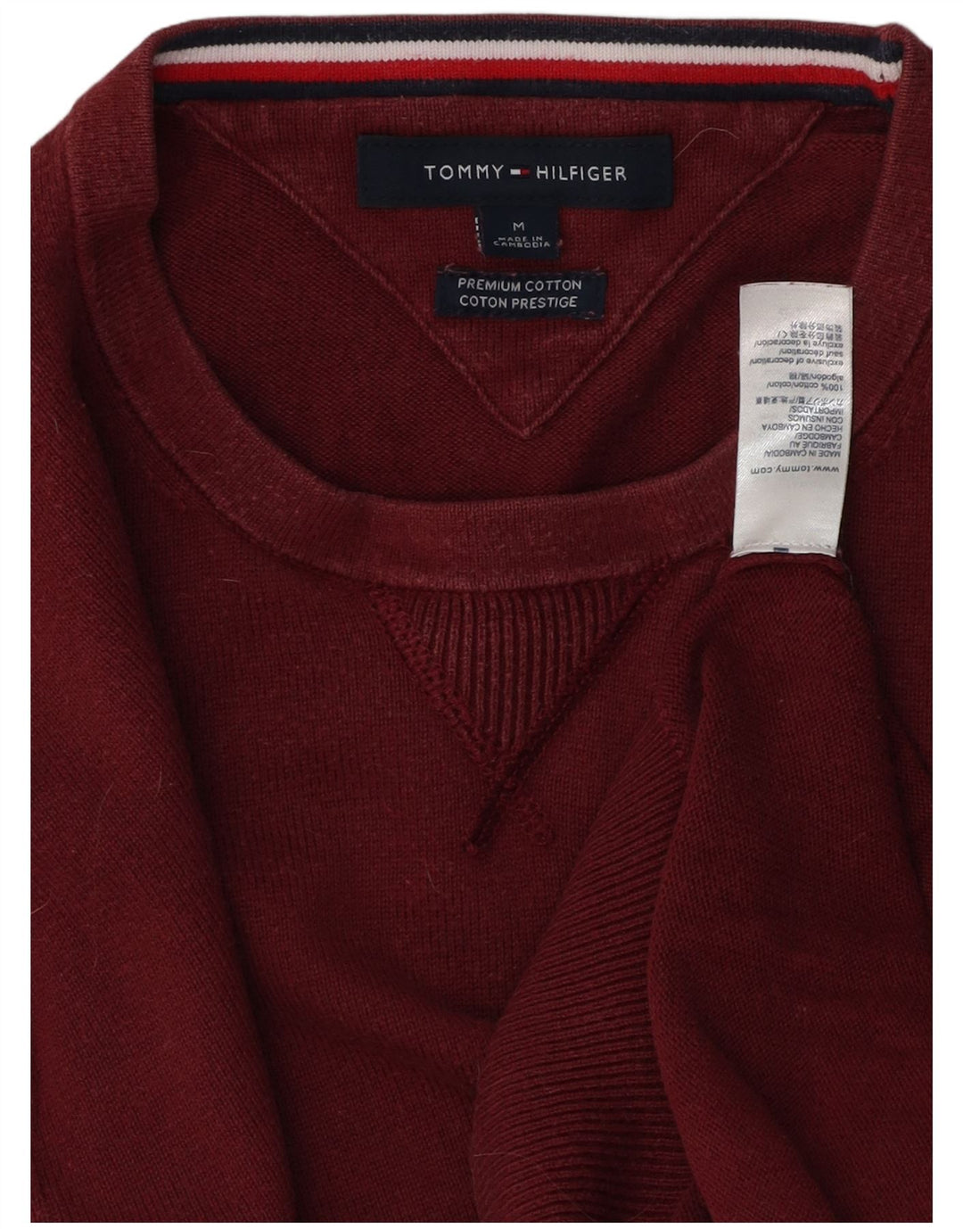 TOMMY HILFIGER Herren-Pullover mit Rundhalsausschnitt, mittlere kastanienbraune Baumwolle