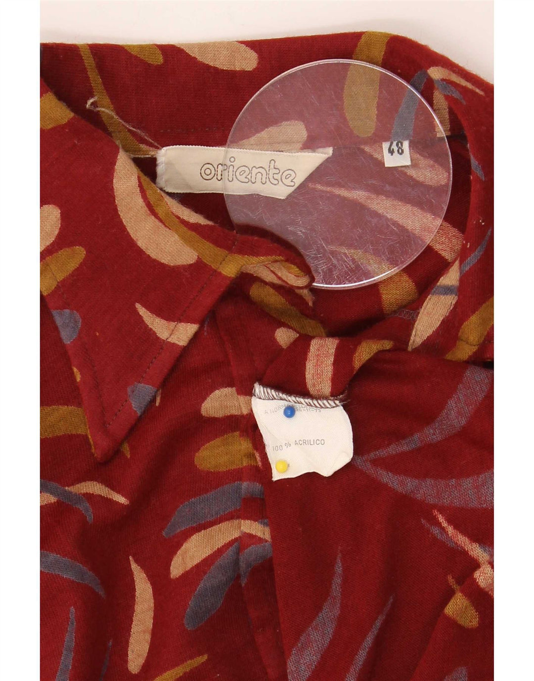 Vintage Damen Hemd mit abstraktem Muster IT 48 XL Rot Acryl