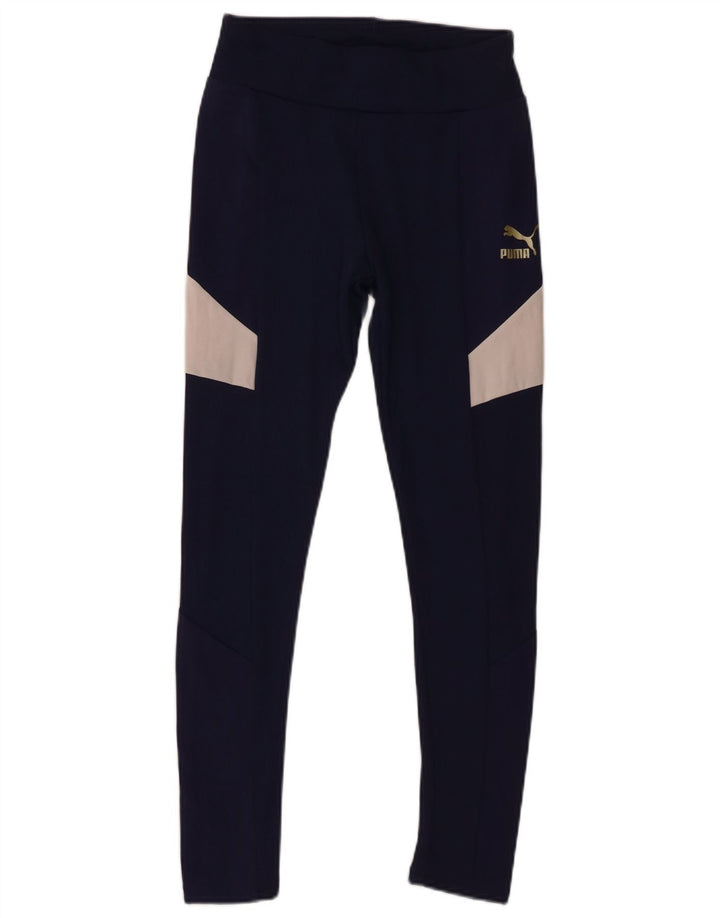 Puma Damen Leggings UK 10 Small Marineblau Colourblock Polyester