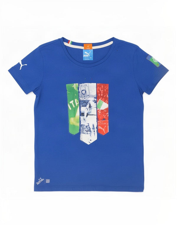 Puma Jungen Italia Graphic T-Shirt Top 13-14 Jahre XL Blaue Baumwolle