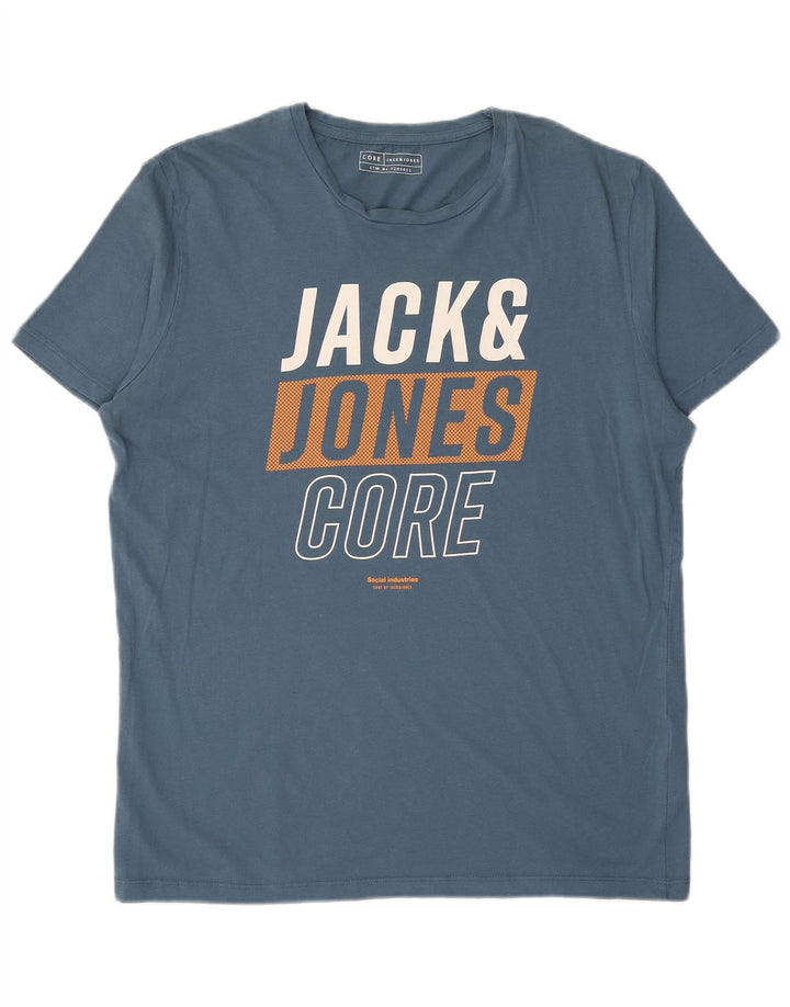 JACK & JONES Herren Grafik T-Shirt Top XL Blau Baumwolle