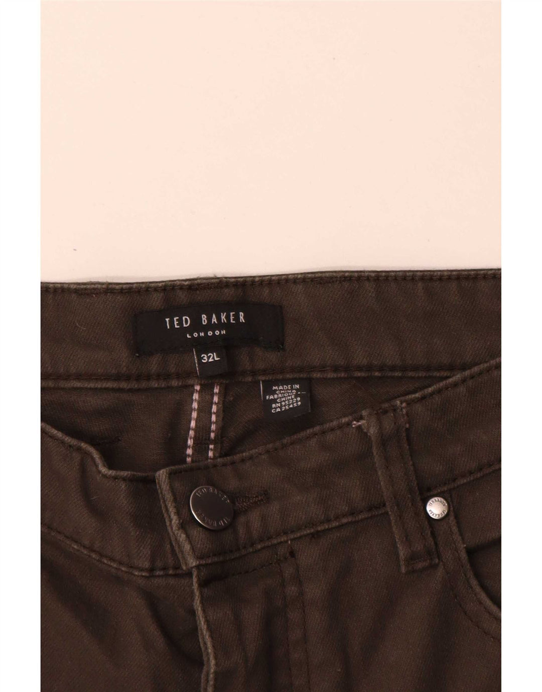 Ted Baker Slim Freizeithose für Herren, W32, L31, Khaki, Baumwolle